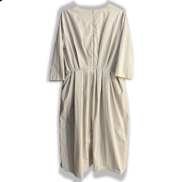 Beige Back Pleated Dress - Picture 2 of 5